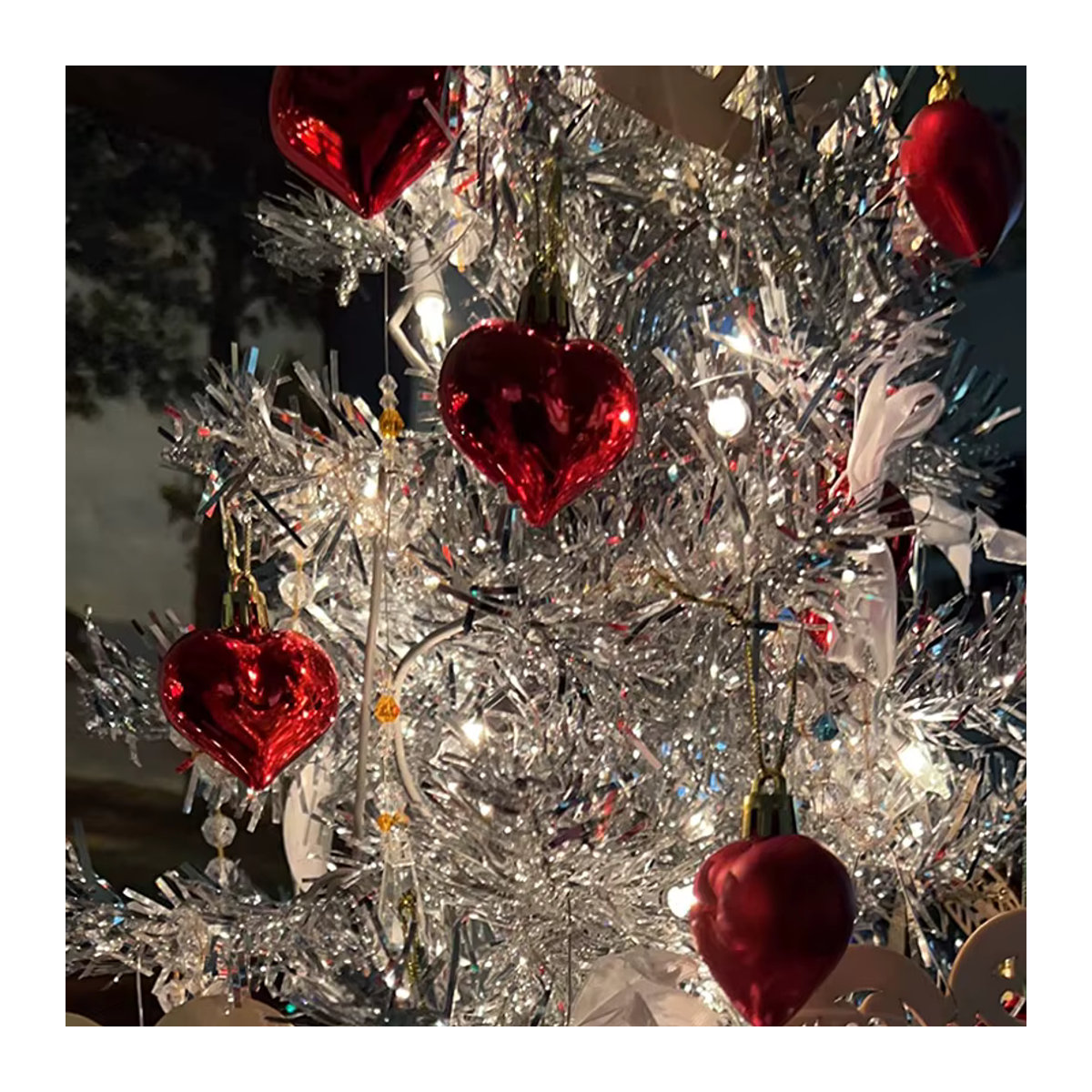 CYZIWEIN 12er Set Herz-Hängeornamente aus Glas und Kunststoff in Gold und Rot für Valentinstag, Hochzeit und Weihnachten - Bild 4