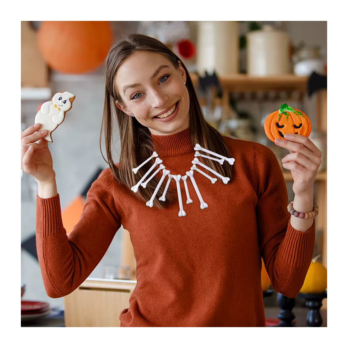 CYZIWEIN 12er Set Weiße Kunststoffknochen für Halloween Kostüm Dekoration und Cosplay Zubehör - Bild 4