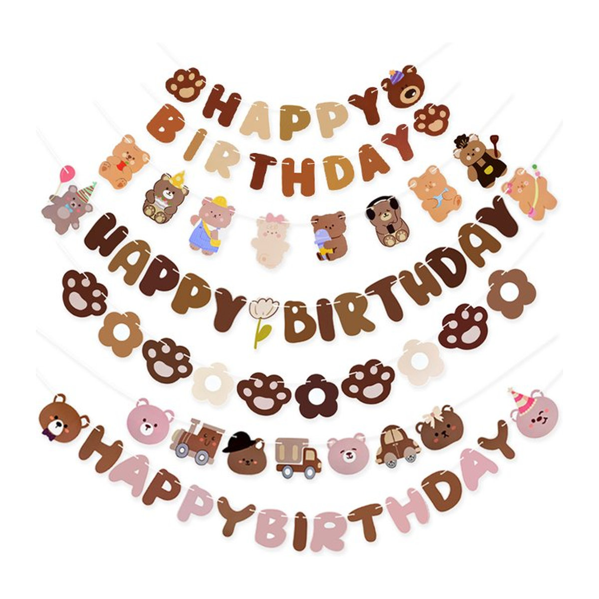 CYZIWEIN Bär Alles Gute zum Geburtstag Banner, Mehrfarbige Papier Hängegirlande für Kinder und Babyparty Dekoration - Bild 1