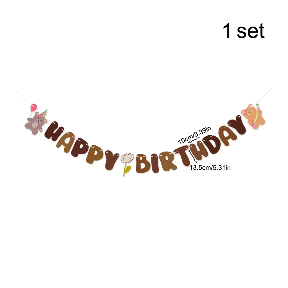 CYZIWEIN Bär Alles Gute zum Geburtstag Banner, Mehrfarbige Papier Hängegirlande für Kinder und Babyparty Dekoration - Bild 6