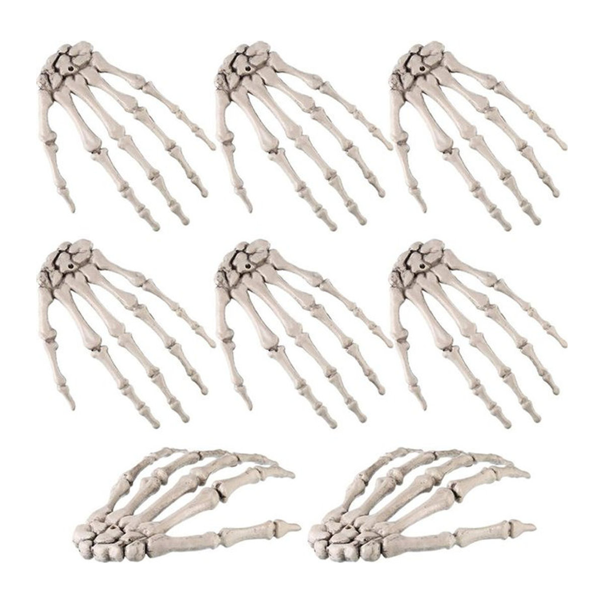 CYZIWEIN Halloween Skelett Hände aus Kunststoff in Beige, 2er-Set realistische Knochen-Requisiten für Zombie- und Terror-Partys - Bild 1