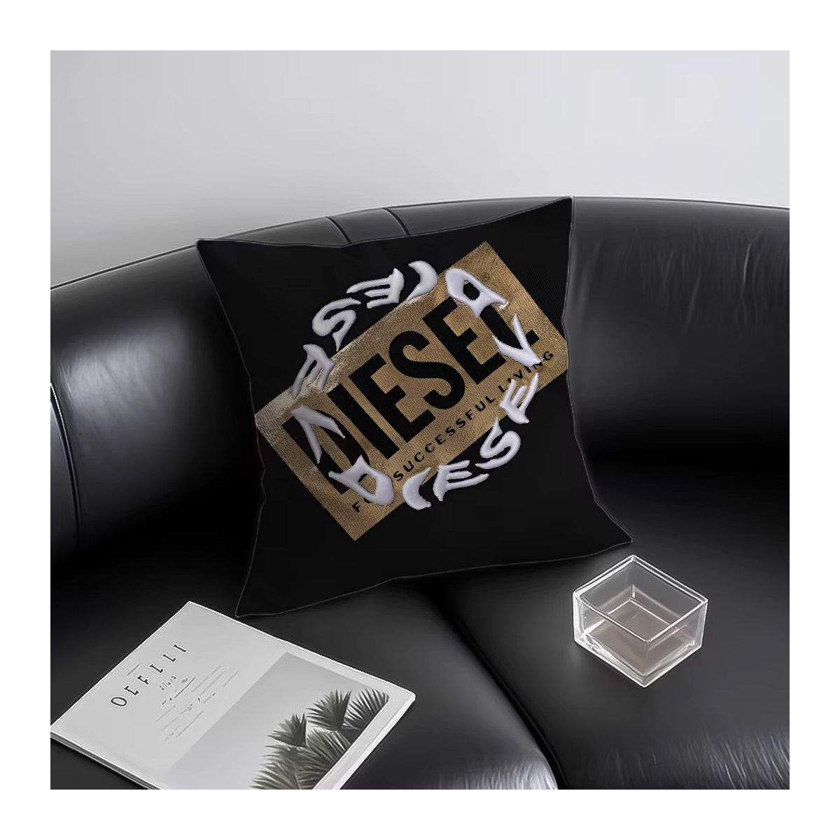 D-D-Diesels Kissenbezug mit Logo-Print in Schwarz für Wohnzimmer und Schlafzimmer - Bild 2