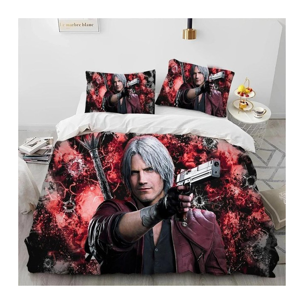 D-Devil May Cry DMC Bettwäscheset mit Bettbezug und Kissenbezügen, King und Queen Size, Maße: 70 x 133 cm - Bild 1