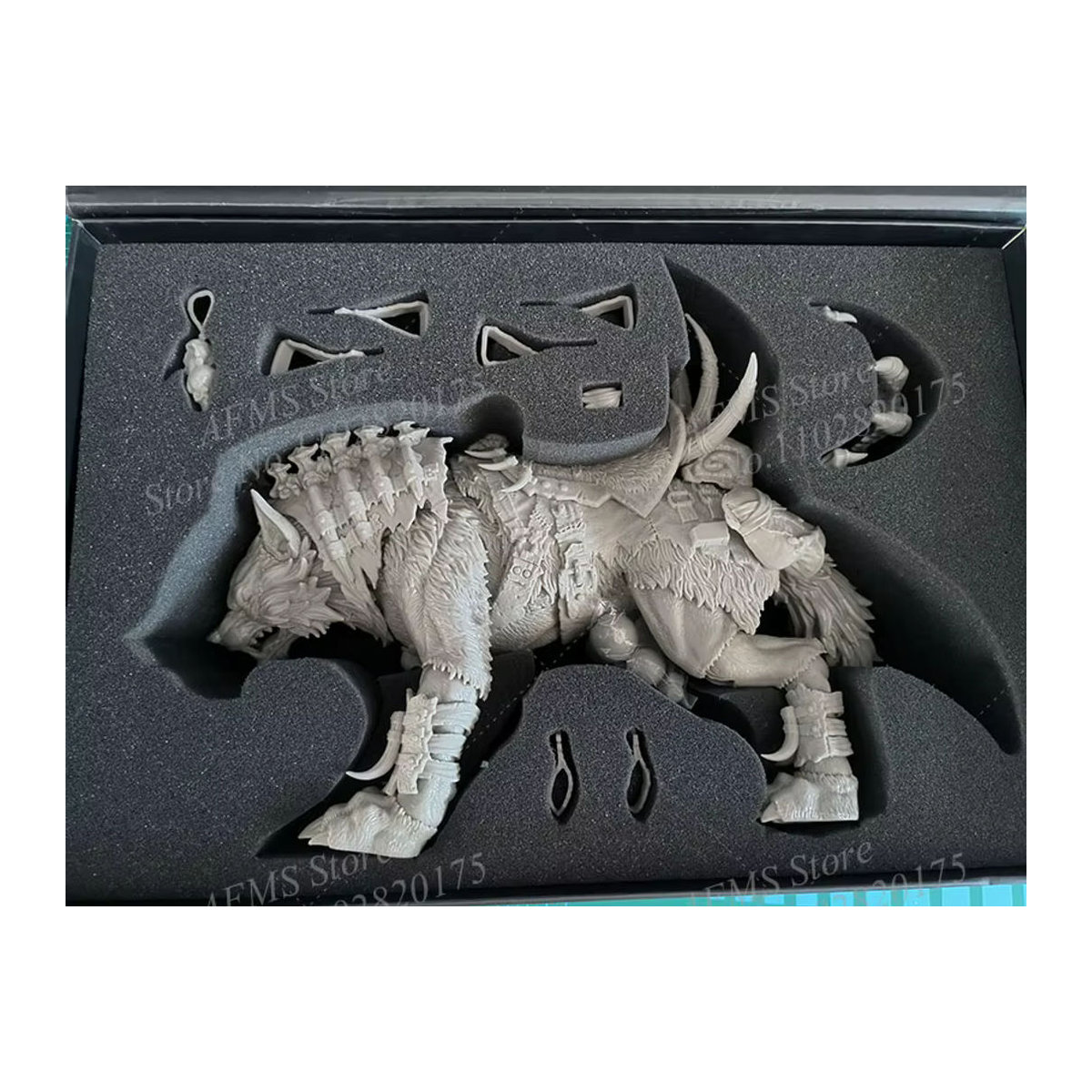 D20 Studio Sammlerfigur Wolf Orc im Maßstab 1:12, beweglicher weißer Knochen-Wolf aus Kunstharz, Höhe: 37 cm - Bild 4