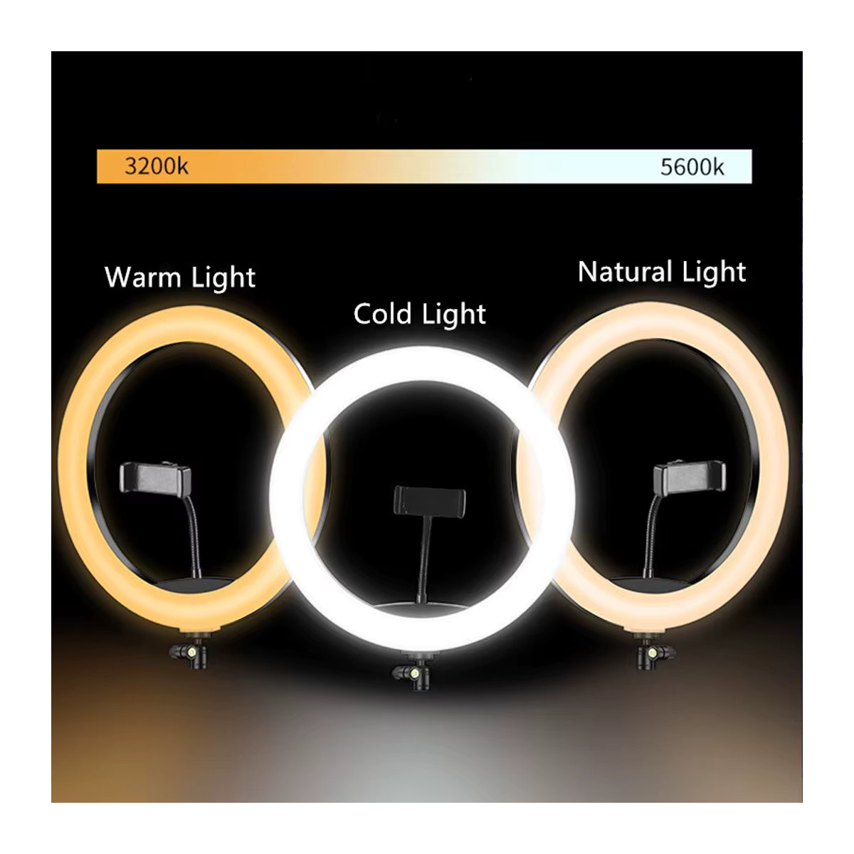 Daamash LED-Ringlicht mit Ständer für Fotografie, Make-up und Videoaufzeichnung, dimmbares Fülllicht in 10 Zoll oder 12 Zoll - Bild 4
