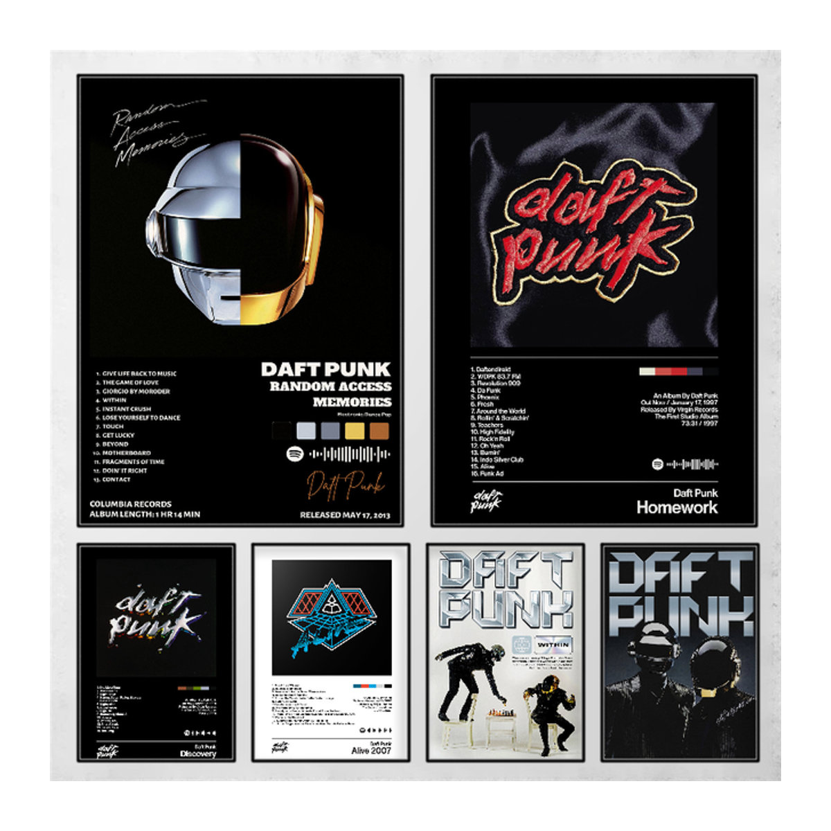Daft Punk Around The World Poster Kayou Wasserfester Selbstklebender Papieraufkleber in Schwarz für deine Wanddekoration - Bild 1