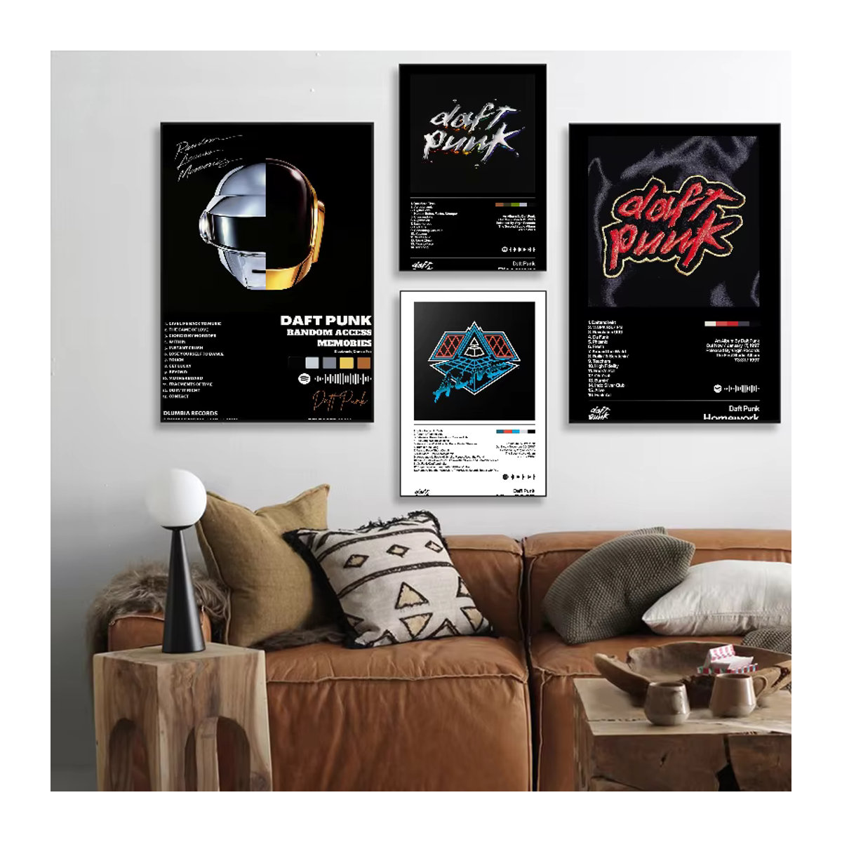 Daft Punk Around The World Poster Kayou Wasserfester Selbstklebender Papieraufkleber in Schwarz für deine Wanddekoration - Bild 2
