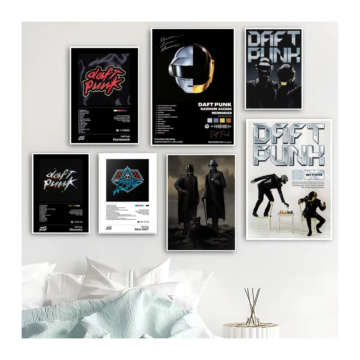 Daft Punk Around The World Poster Kayou Wasserfester Selbstklebender Papieraufkleber in Schwarz für deine Wanddekoration - Bild 4