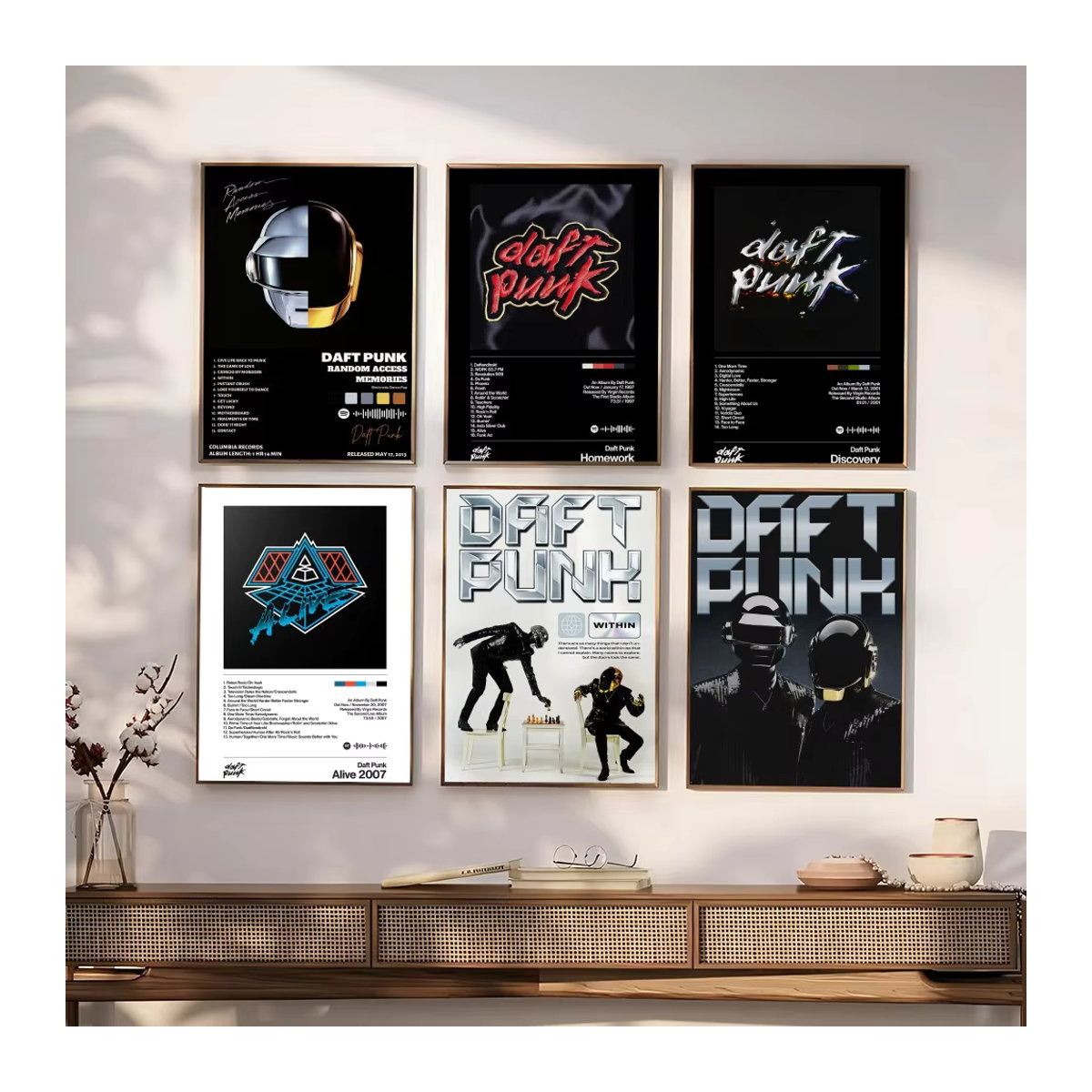 Daft Punk Around The World Poster Kayou Wasserfester Selbstklebender Papieraufkleber in Schwarz für deine Wanddekoration - Bild 5
