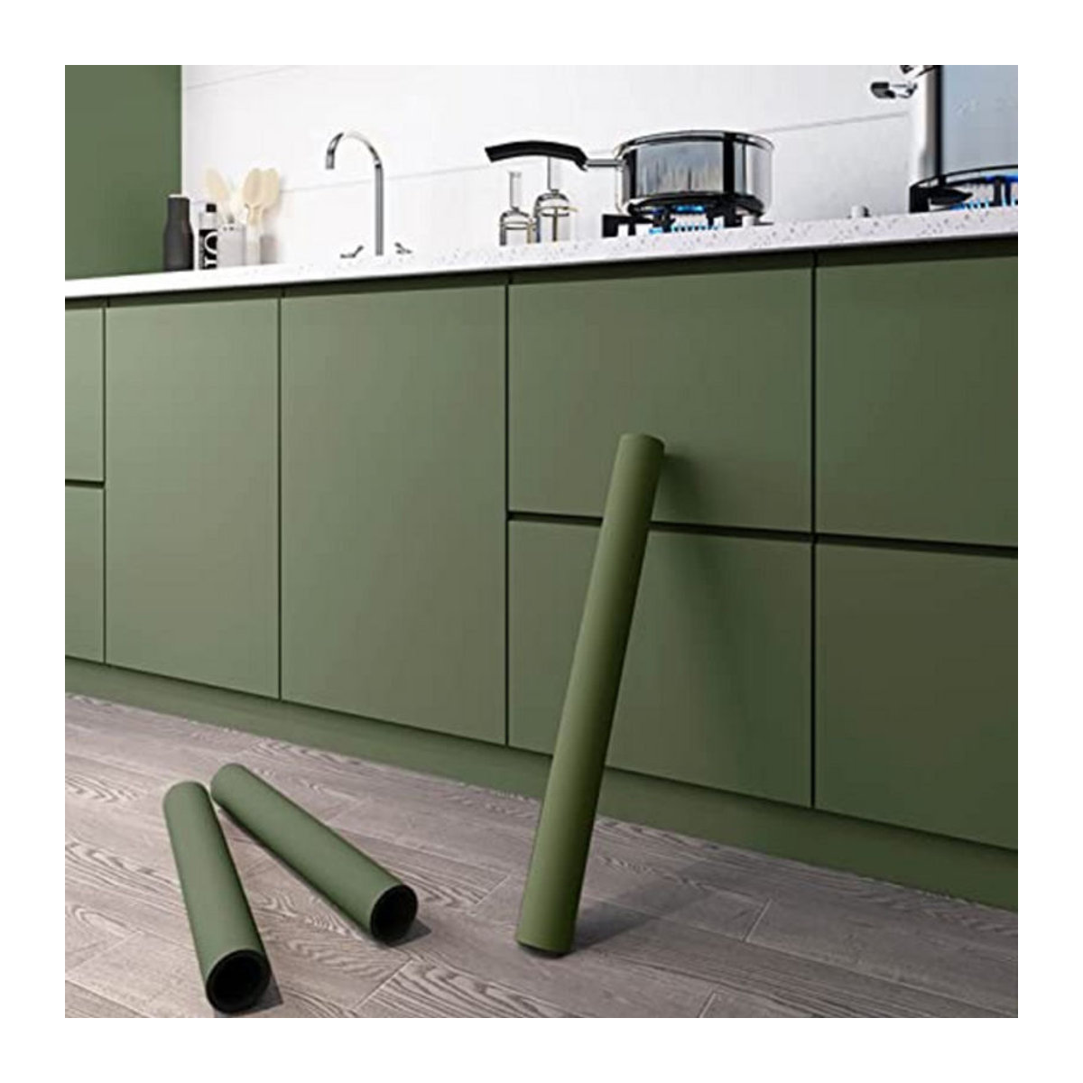 DAIROU Selbstklebende Wandtapete aus Kunststoff, wasserdicht und ölbeständig, minimalistisches Design in Schwarz und Grün - Bild 1