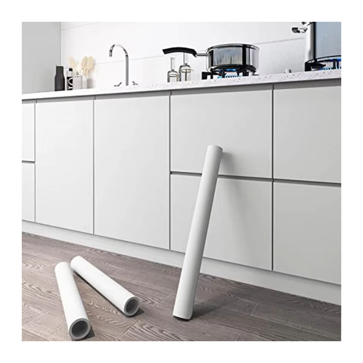 DAIROU Selbstklebende Wandtapete aus Kunststoff, wasserdicht und ölbeständig, minimalistisches Design in Schwarz und Grün - Bild 2