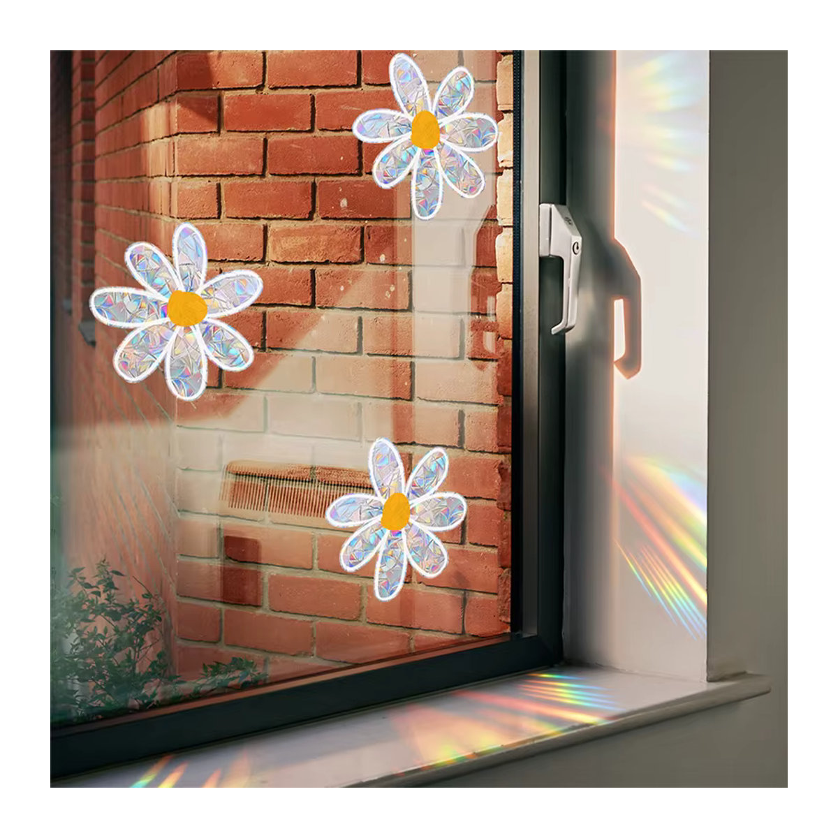 Daisy Flower Sun Catcher Aufkleber aus PVC, selbstklebendes Fenster Tattoo mit Regenbogeneffekt für Schlafzimmer und Home Decor - Bild 4