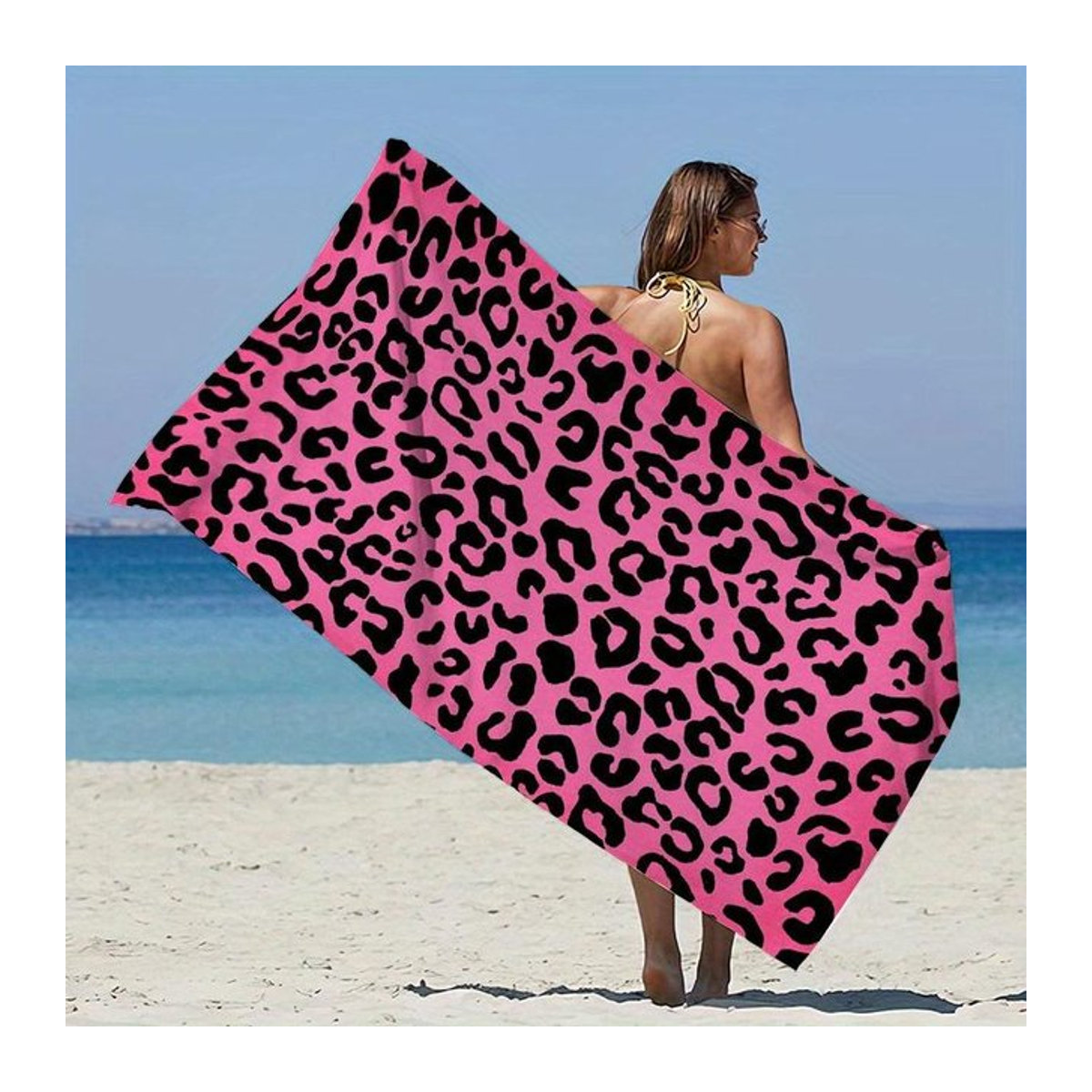 Dalangpa Mikrofaserhandtuch mit Rosa Leopardendruck, schnelltrocknend, B: 30 cm, H: 60 cm - Bild 1