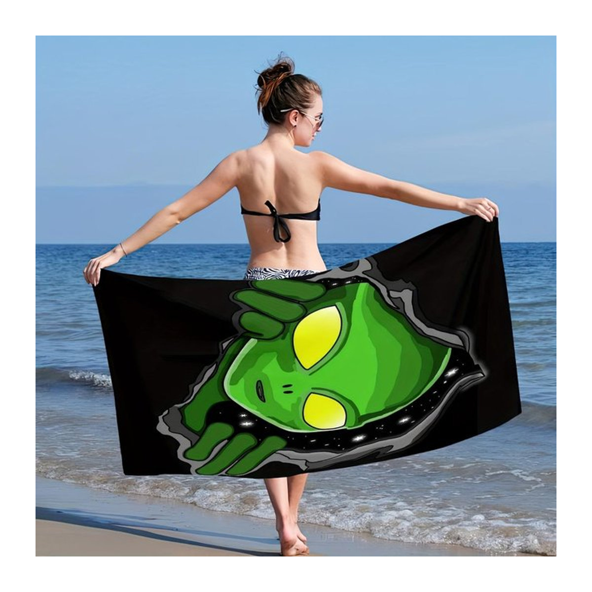 Dalangpa Strandtuch Cartoon-Alien schnelltrocknend und super saugfähig, Breite: 40 cm, Höhe: 60 cm - Bild 1