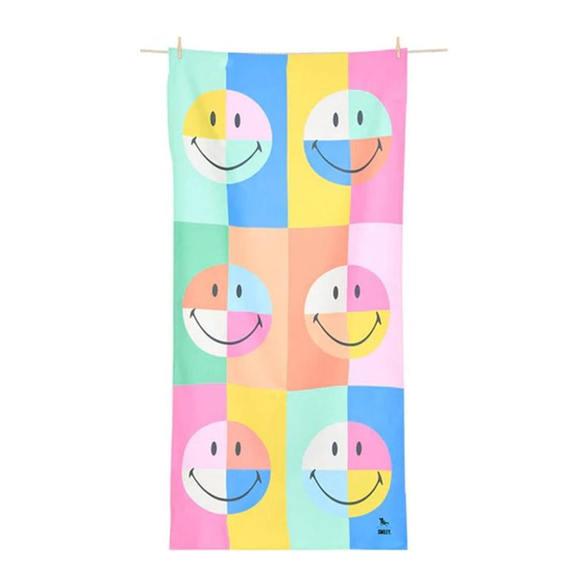 Dalangpa Strandtuch mit Smiley-Gesicht Patchwork-Print, schnelltrocknend, B: 89 cm, H: 183 cm - Bild 1
