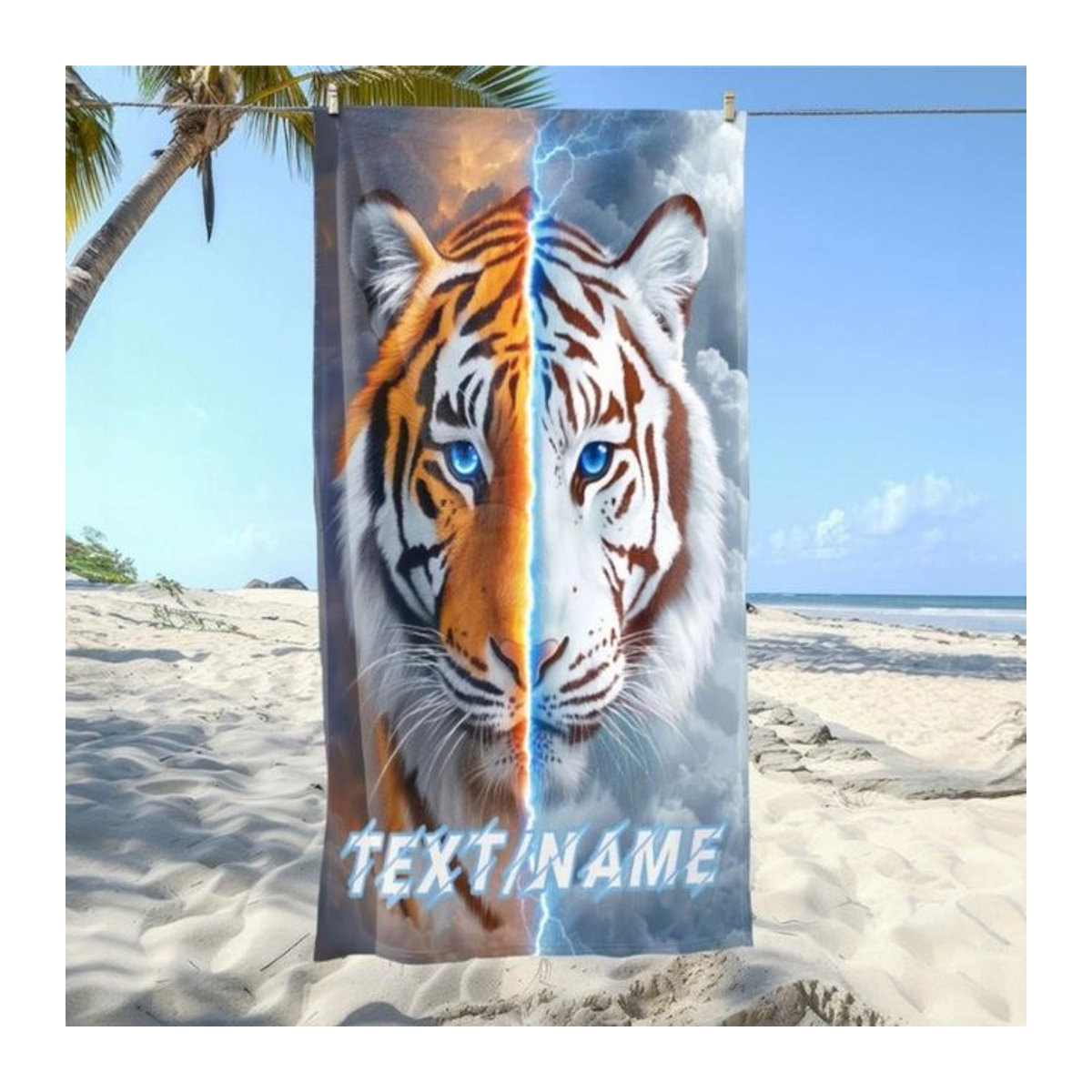Dalangpa Tiger Strandtuch mit Muster, winddicht und mit Sonnenschutz, B: 30 cm, H: 60 cm - Bild 1
