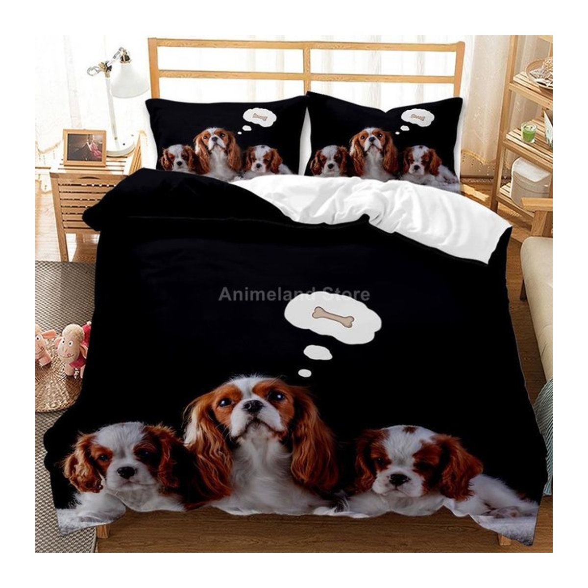 Dalmatiner Hund Bettwäsche Set mit Bettbezug und Bettdecke in Schwarz-Weiß, 3-teilig, B/H: 135 x 200 cm - Bild 1