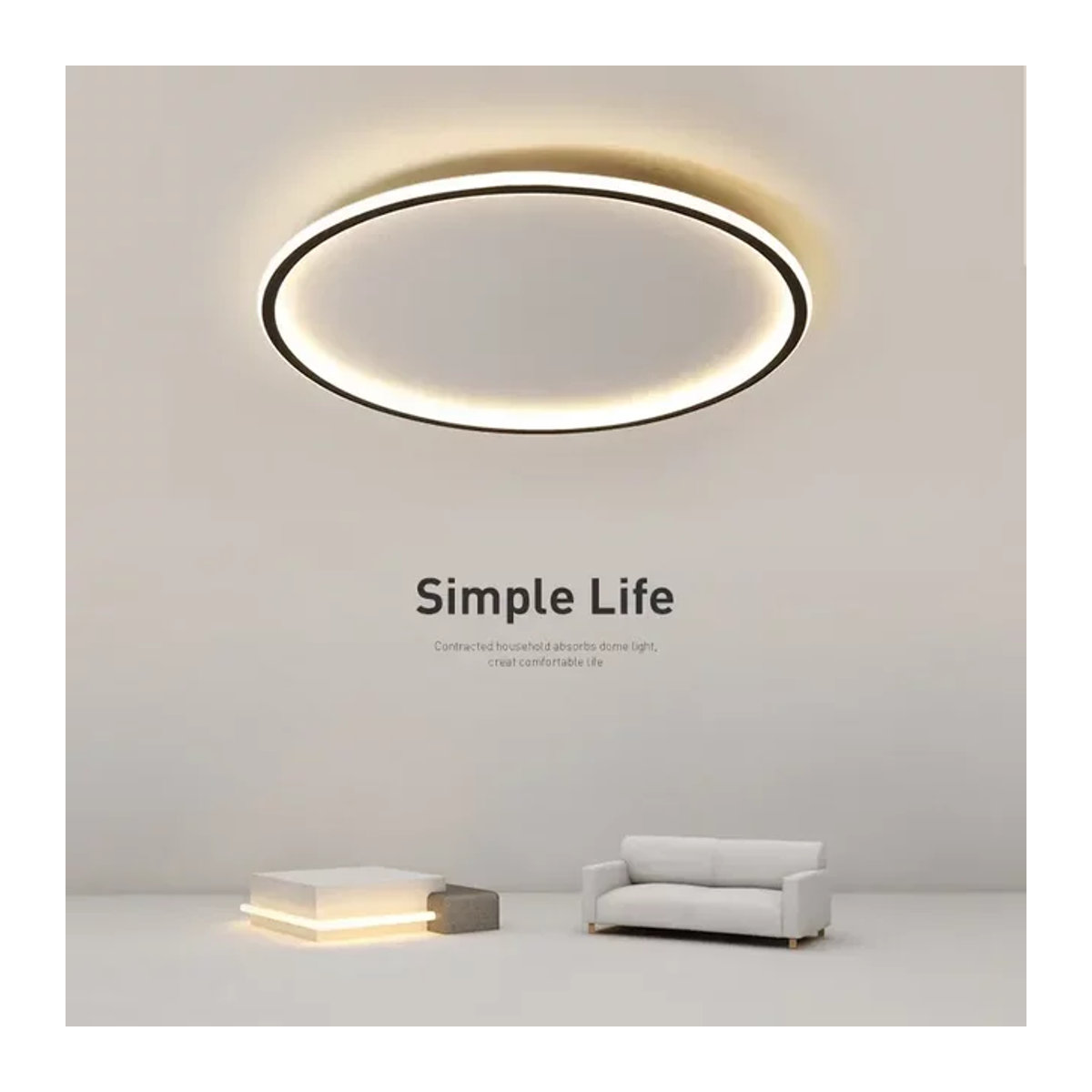 DAMIASMIL LED Deckenleuchte im skandinavischen Minimalismus mit Fernbedienung, kreisförmiger Kronleuchter für Schlafzimmer, Wohnzimmer oder Flur, Schwarz/Weiß - Bild 1