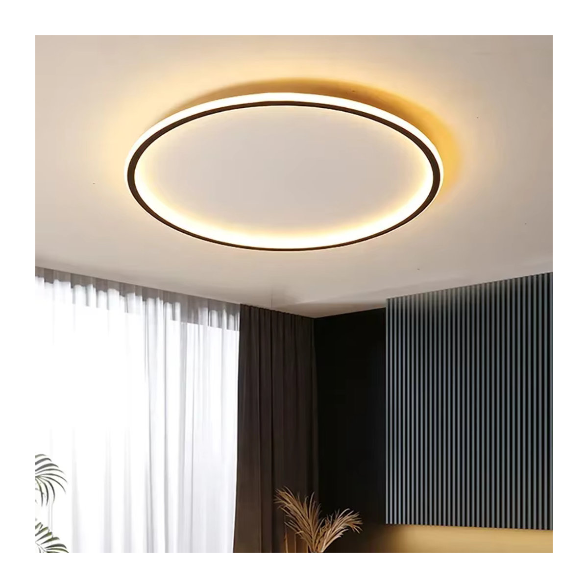 DAMIASMIL LED Deckenleuchte im skandinavischen Minimalismus mit Fernbedienung, kreisförmiger Kronleuchter für Schlafzimmer, Wohnzimmer oder Flur, Schwarz/Weiß - Bild 2