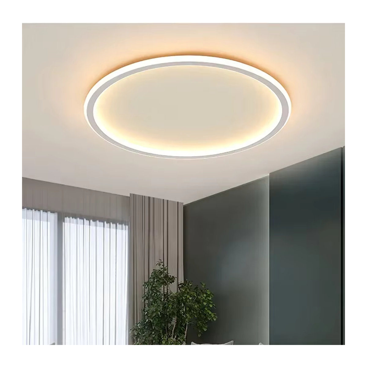 DAMIASMIL LED Deckenleuchte im skandinavischen Minimalismus mit Fernbedienung, kreisförmiger Kronleuchter für Schlafzimmer, Wohnzimmer oder Flur, Schwarz/Weiß - Bild 3
