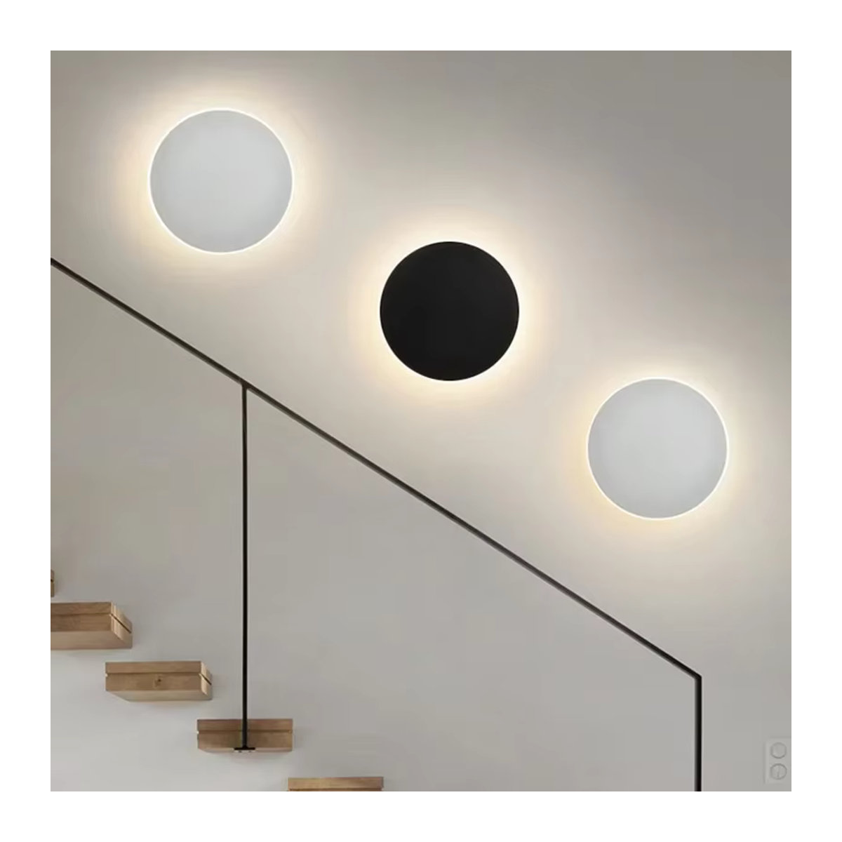 DAMIASMIL Runde LED-Wandlampe in Weiß mit Touch-Schalter und Sensor im modernen minimalistischen Stil - Bild 1