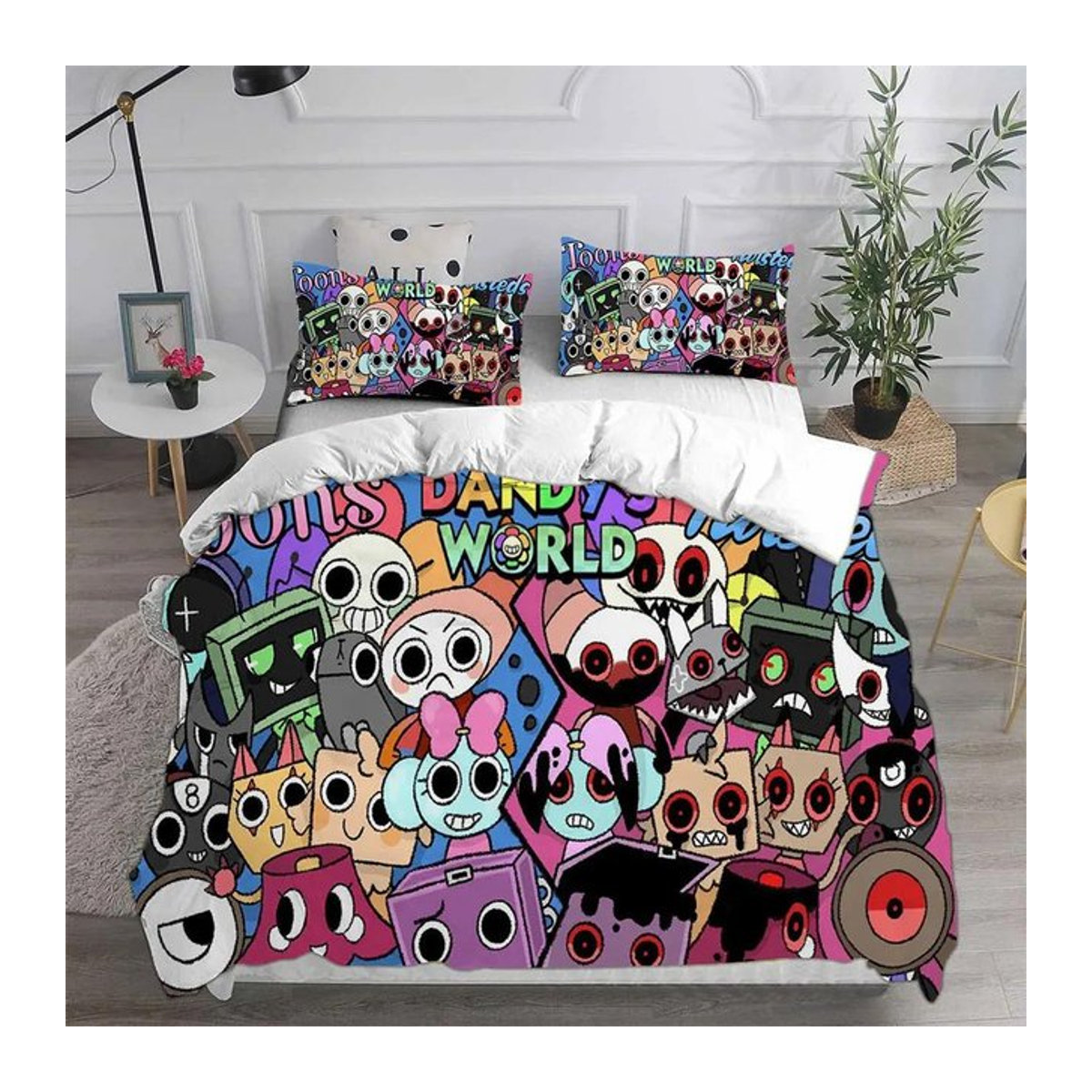 Dandy'S World Bettwäsche-Set mit Bettbezug und Kissenbezug, 3-teiliges Set, Multicolor, US King, B: 264 cm, L: 228 cm - Bild 1