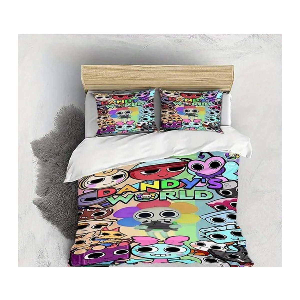 Dandy's World Bettwäscheset mit Kissenbezügen, 3D-Druck Cartoon-Design, Multicolor, B/H: 135 x 200 cm - Bild 1