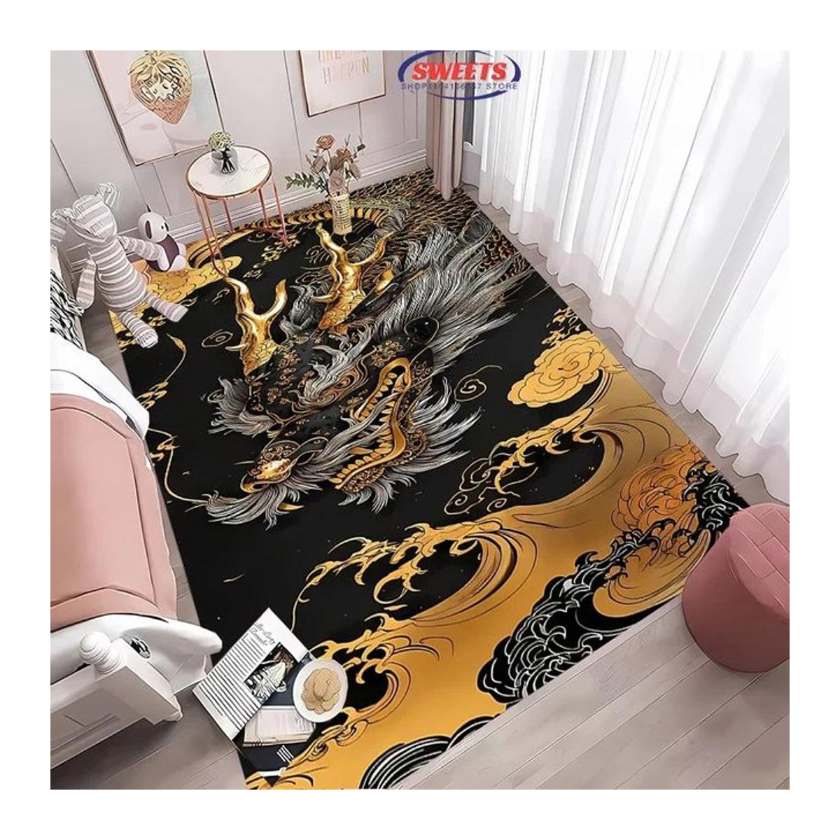 Dargon Großflächenteppich Rutschfeste Maschinenwaschbare Matte Rechteck B: 60 cm, T: 40 cm - Bild 1