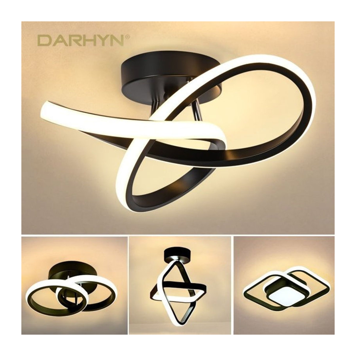 DARHYN LED Deckenlampe im modernen skandinavischen Design in Schwarz - Bild 1