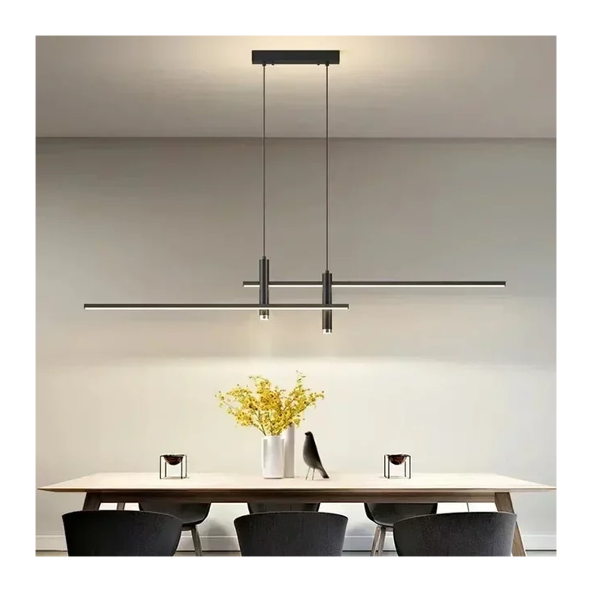 DARHYN LED-Pendelleuchte in Schwarz, modernes minimalistisches Design, warmweiß - Bild 1