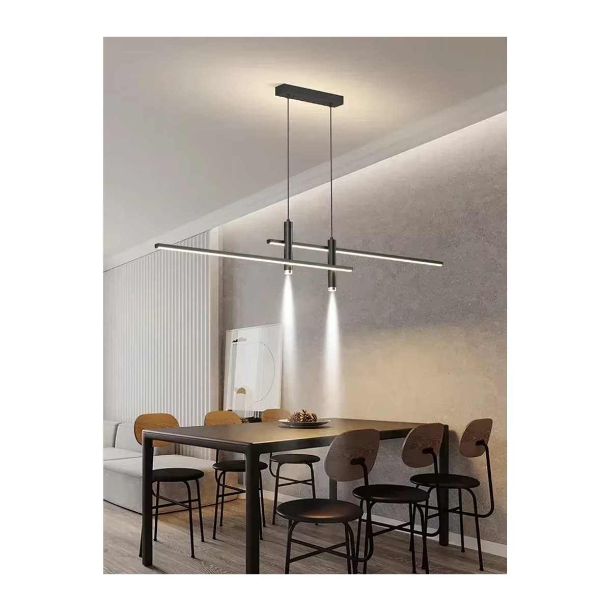 DARHYN LED-Pendelleuchte in Schwarz, modernes minimalistisches Design, warmweiß - Bild 3