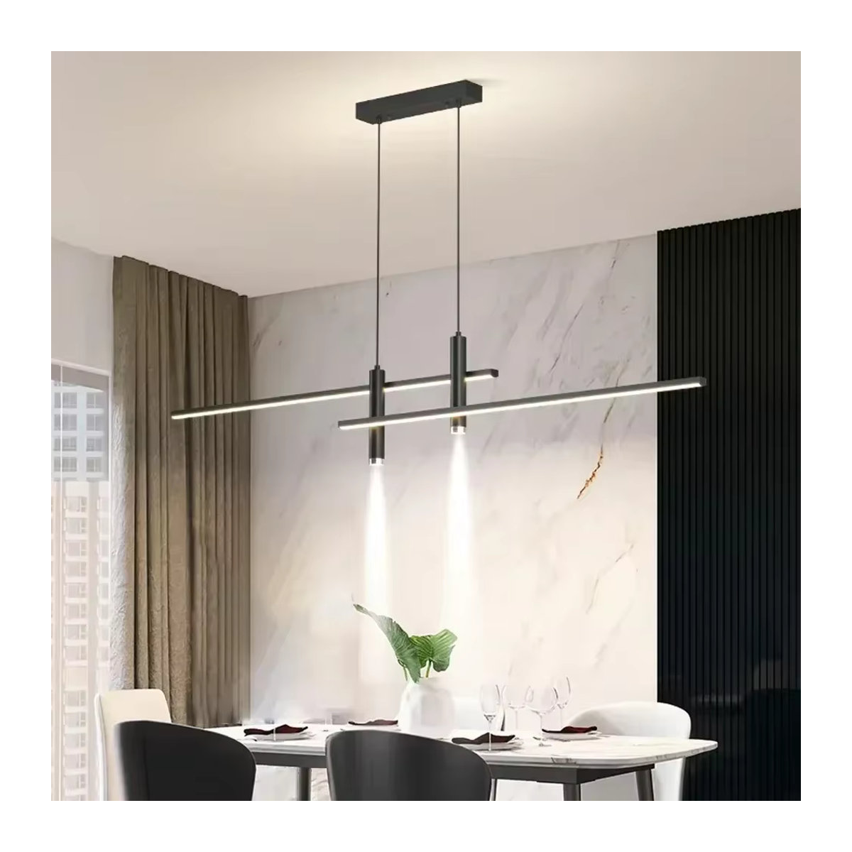 DARHYN LED-Pendelleuchte in Schwarz, modernes minimalistisches Design, warmweiß - Bild 4
