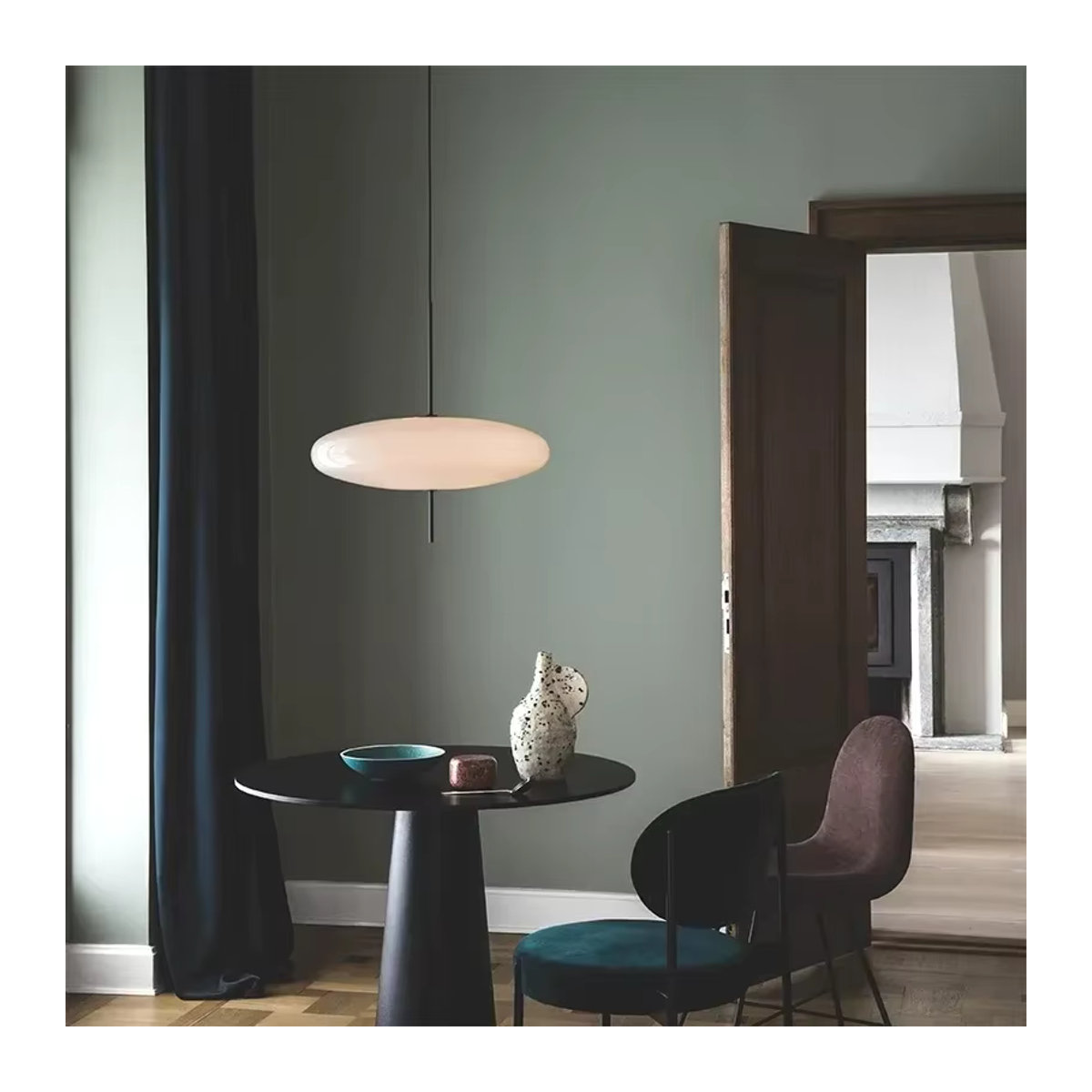 DARHYN Nordic LED Pendelleuchte im Fliegende Untertasse Design, minimalistisch, Schwarz/Weiß - Bild 2