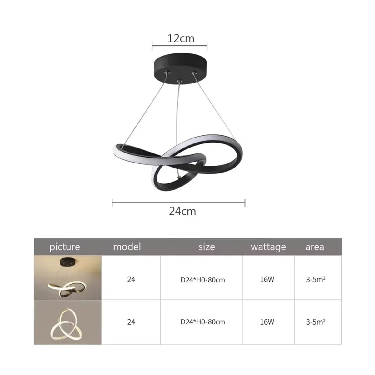 DARHYN Pendelleuchte LED im skandinavischen Design aus Metall, Schwarz - Bild 2