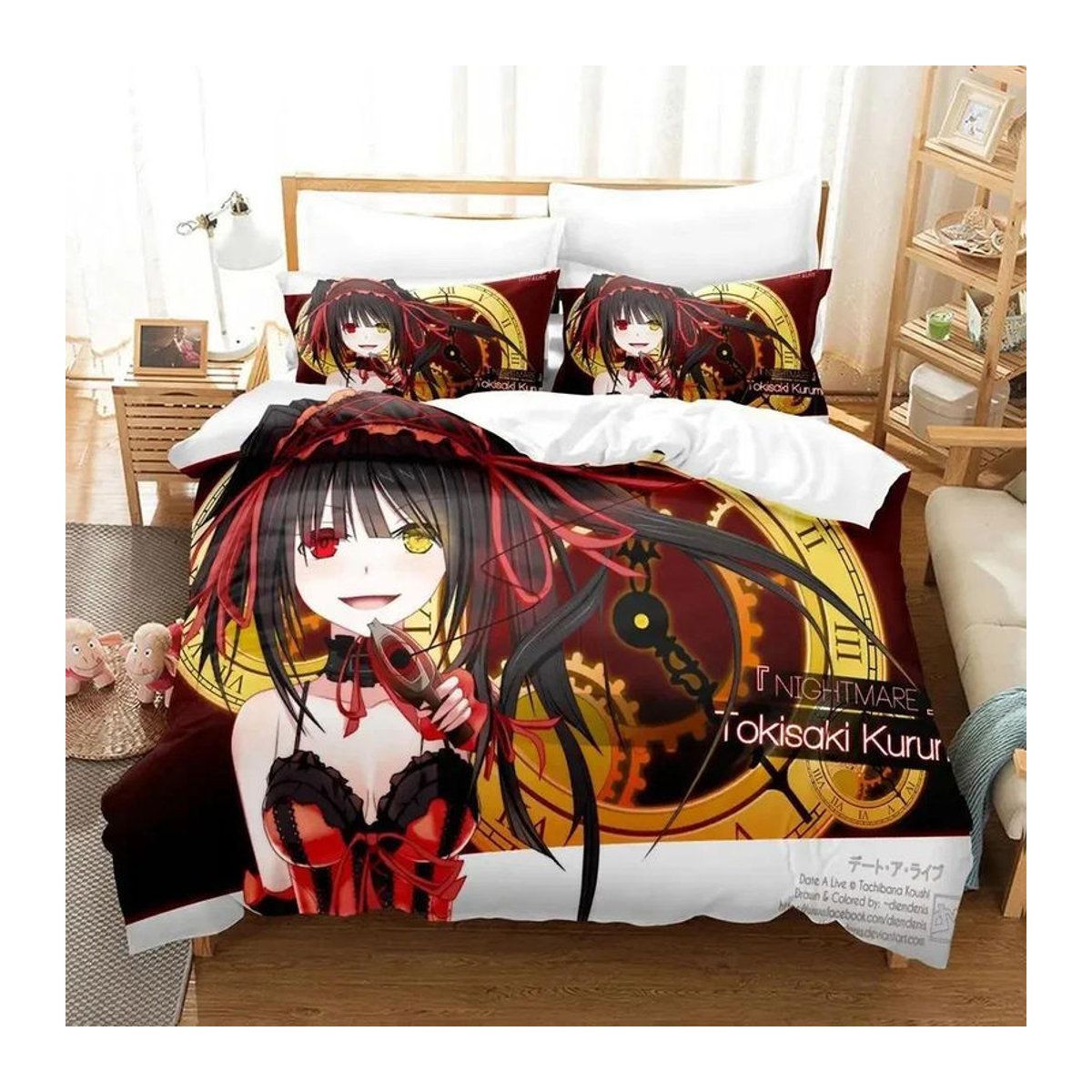 Date A Live Tokisaki Kurumi Bettwäsche-Set mit Bettbezug und Kissenbezug, 2-teilig, Größe: 70 x 133 cm - Bild 2