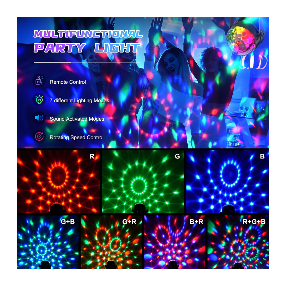 Datewink LED Magic Ball RGB Disco Ball mit Fernbedienung für DJ, Party und Hochzeit - Bild 2