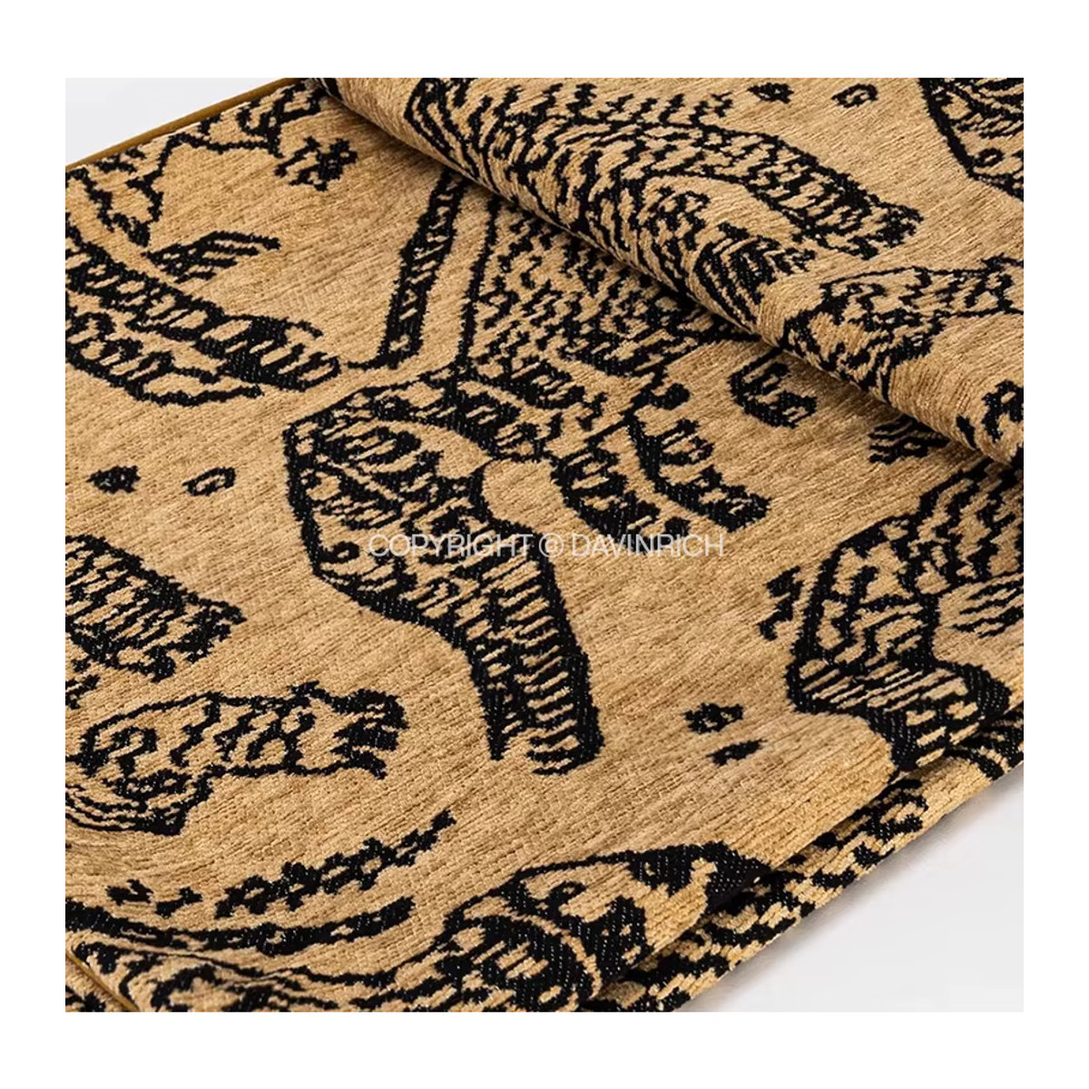 DAVINRICH Luxus Bettschal mit Tiger-Mountain-Motiv, schwerer Jacquard-Überwurf mit modernem abstraktem Muster zur Heimdekoration - Bild 3