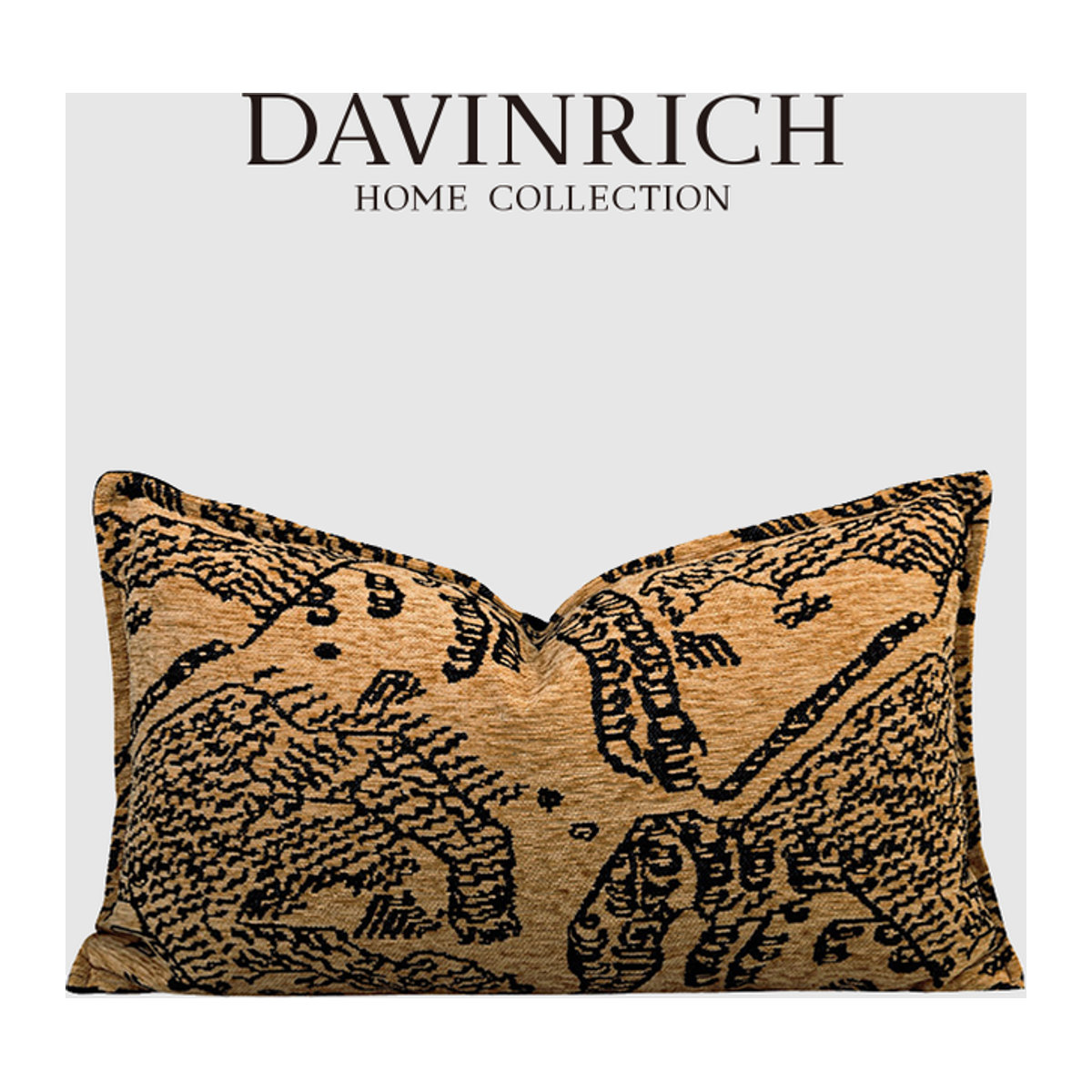 Davinrich Mountain Tiger Luxus Kissenbezug mit schwerer Bestickung im italienischen Stil - Bild 1