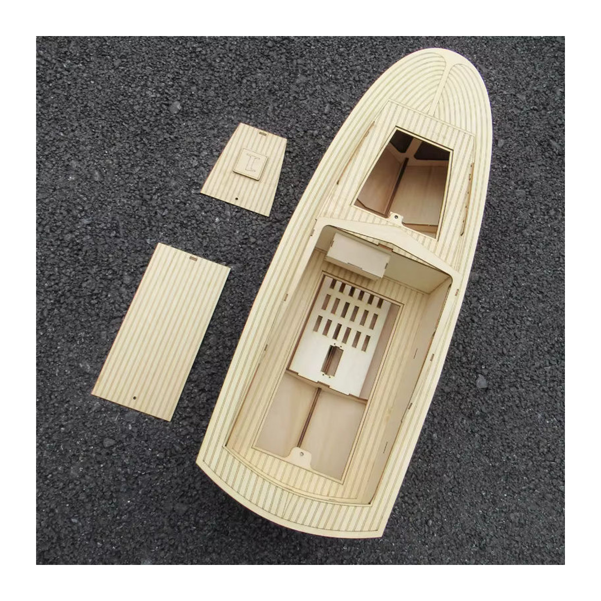 Daweimin DIY Holz Schiff Modell Bausatz Yacht Kit in Beige - Bild 2