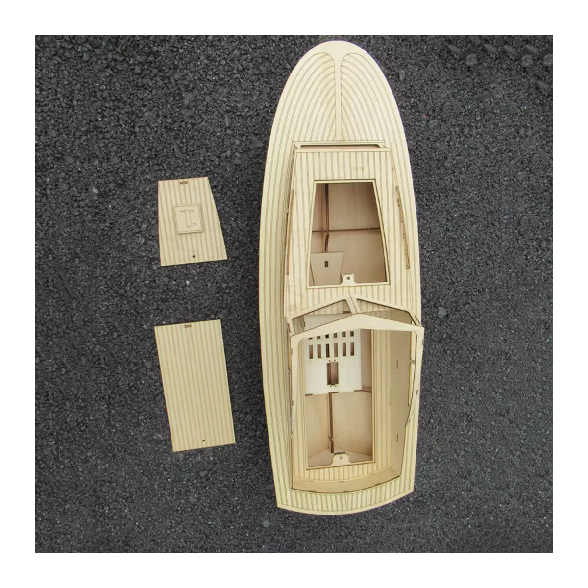 Daweimin DIY Holz Schiff Modell Bausatz Yacht Kit in Beige - Bild 3