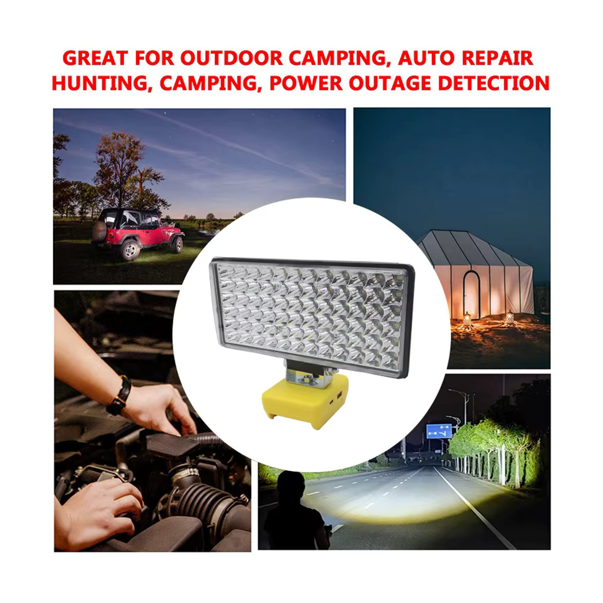 dawupine LED Arbeitsleuchte mit 72 LEDs und USB Typ C Power Bank Funktion für Makita DeWalt Bosch und Milwaukee 18V 20V Li-Ion Akkus - Bild 5