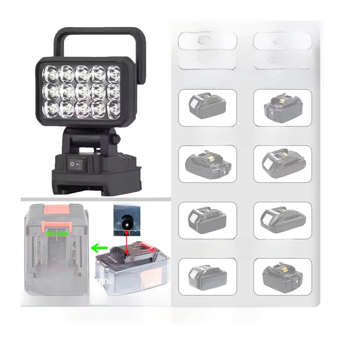 Dawupine LED Arbeitslicht für Makita 18V Li-Ion Akku, Taschenlampe und Scheinwerfer mit 15 Perlen - Bild 7