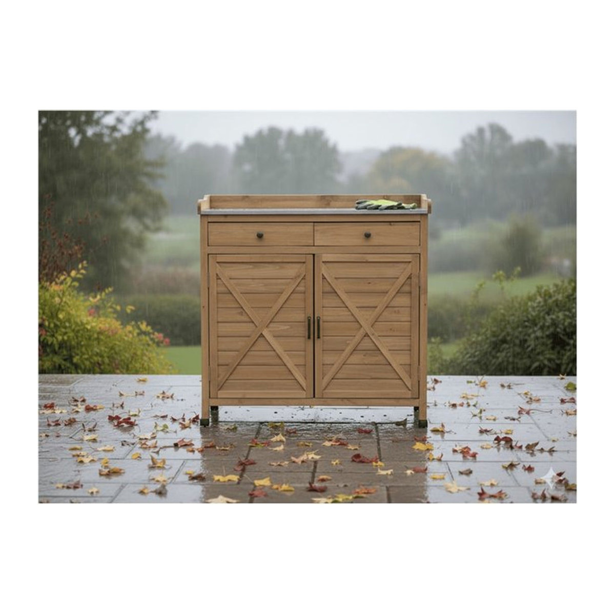 Dazikemo Gartenschrank aus Massivholz in Braun im Landhausstil B/T/H: 103,5 x 102,4 x 52,5 cm - Bild 1