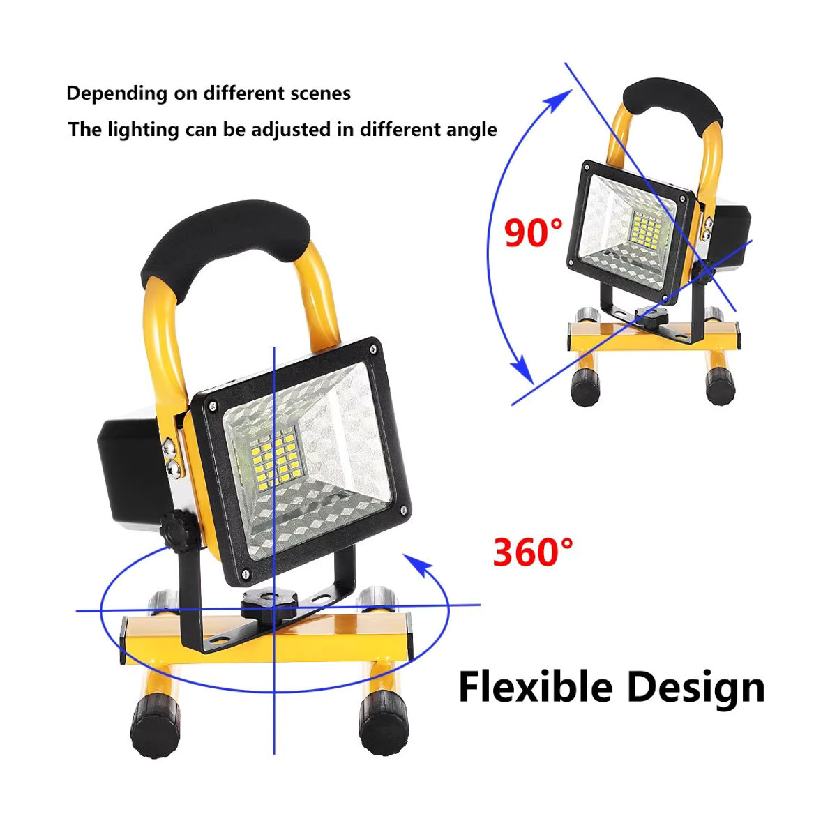 DBF Tragbares wiederaufladbares LED-Flutlicht mit 30 W, wasserdichter batteriebetriebener Suchscheinwerfer und Outdoor-Arbeitslampe für Camping - Bild 2