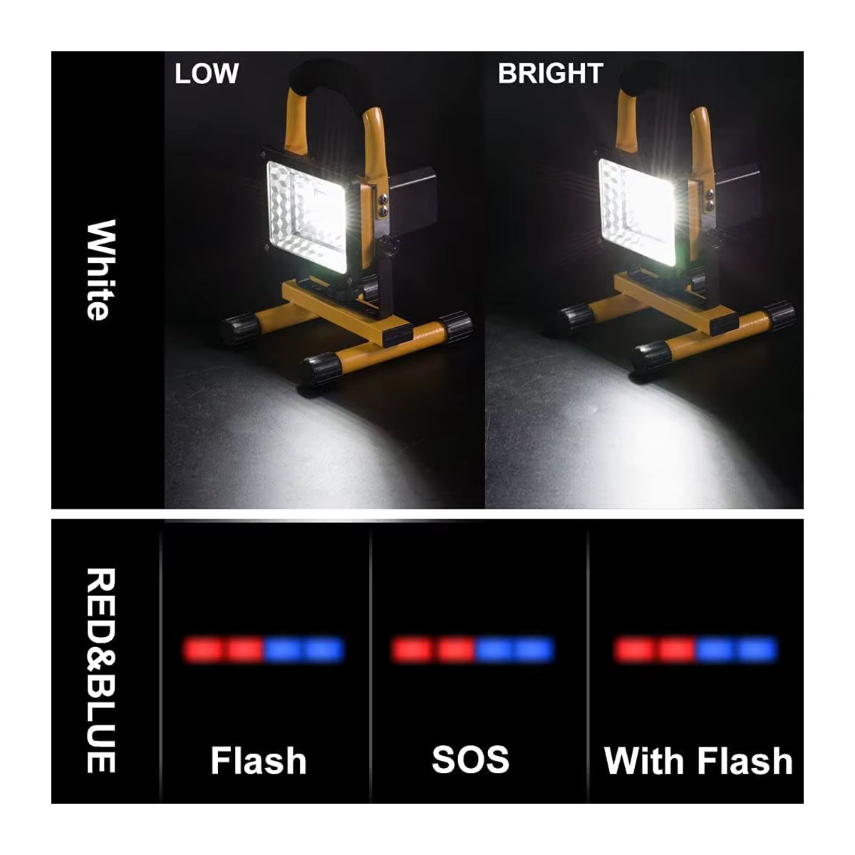 DBF Tragbares wiederaufladbares LED-Flutlicht mit 30 W, wasserdichter batteriebetriebener Suchscheinwerfer und Outdoor-Arbeitslampe für Camping - Bild 3