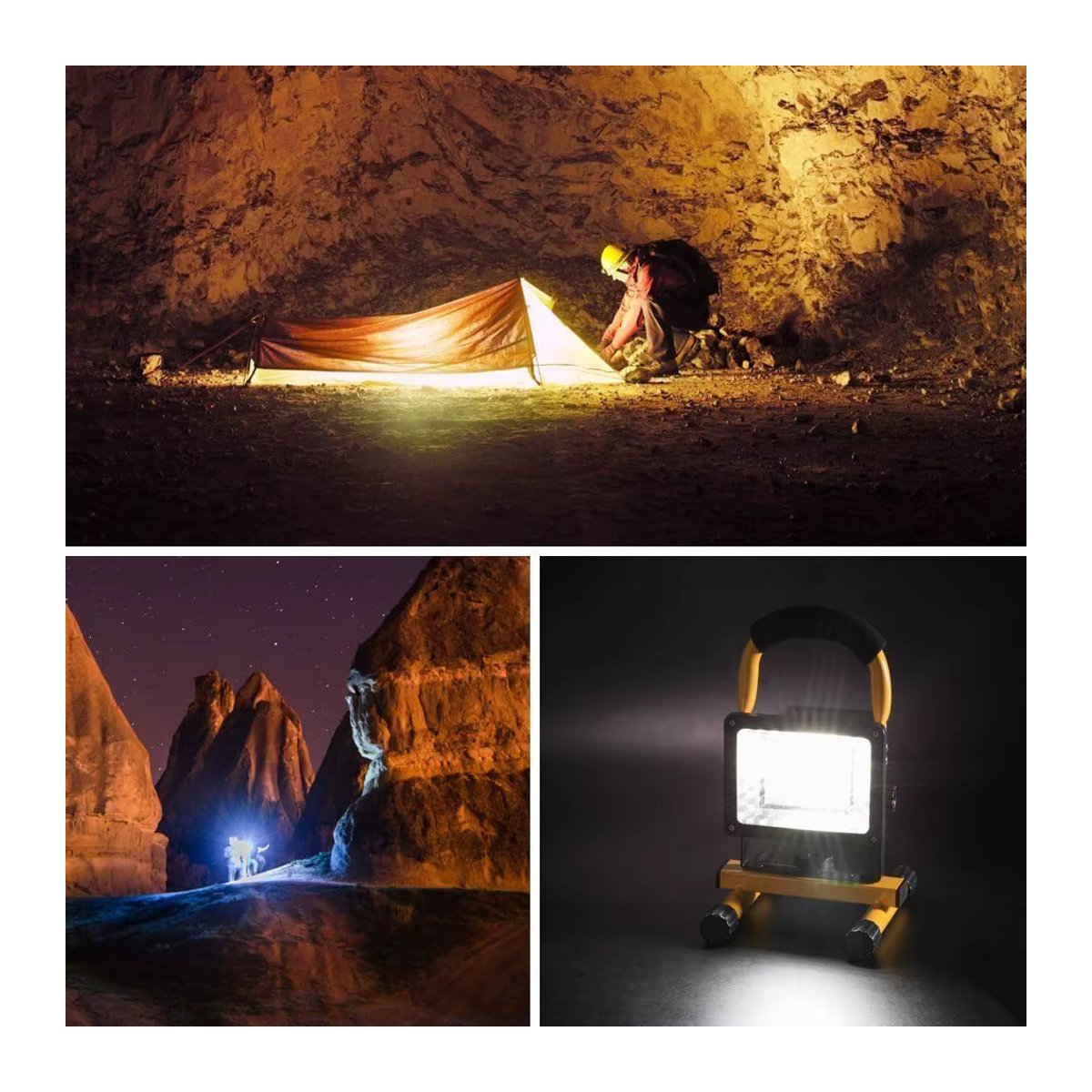 DBF Tragbares wiederaufladbares LED-Flutlicht mit 30 W, wasserdichter batteriebetriebener Suchscheinwerfer und Outdoor-Arbeitslampe für Camping - Bild 4
