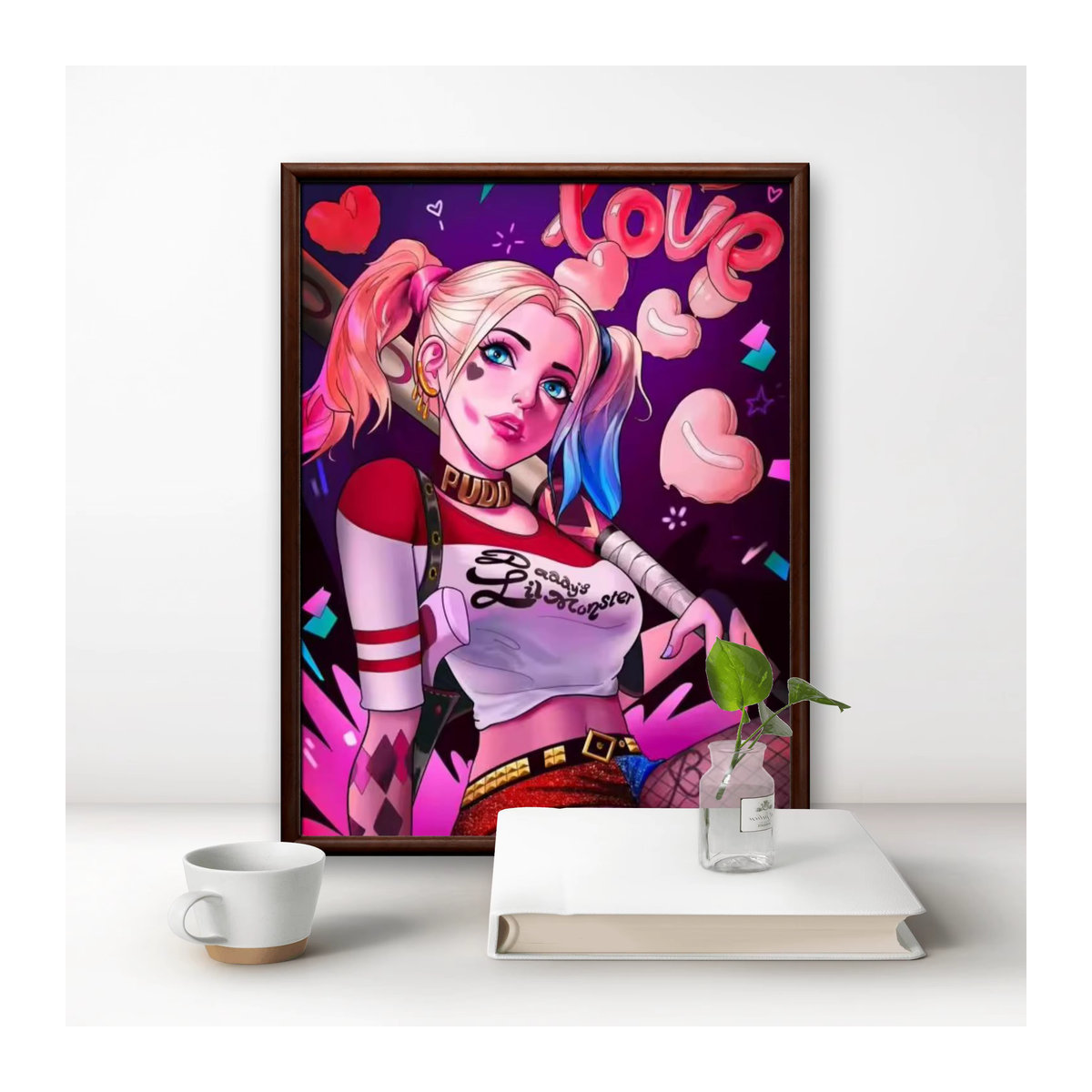 DC Cartoon Harley Quinn Diamantmalerei DIY 5D Mosaik Stickerei Wanddeko Multicolor - Bild 2