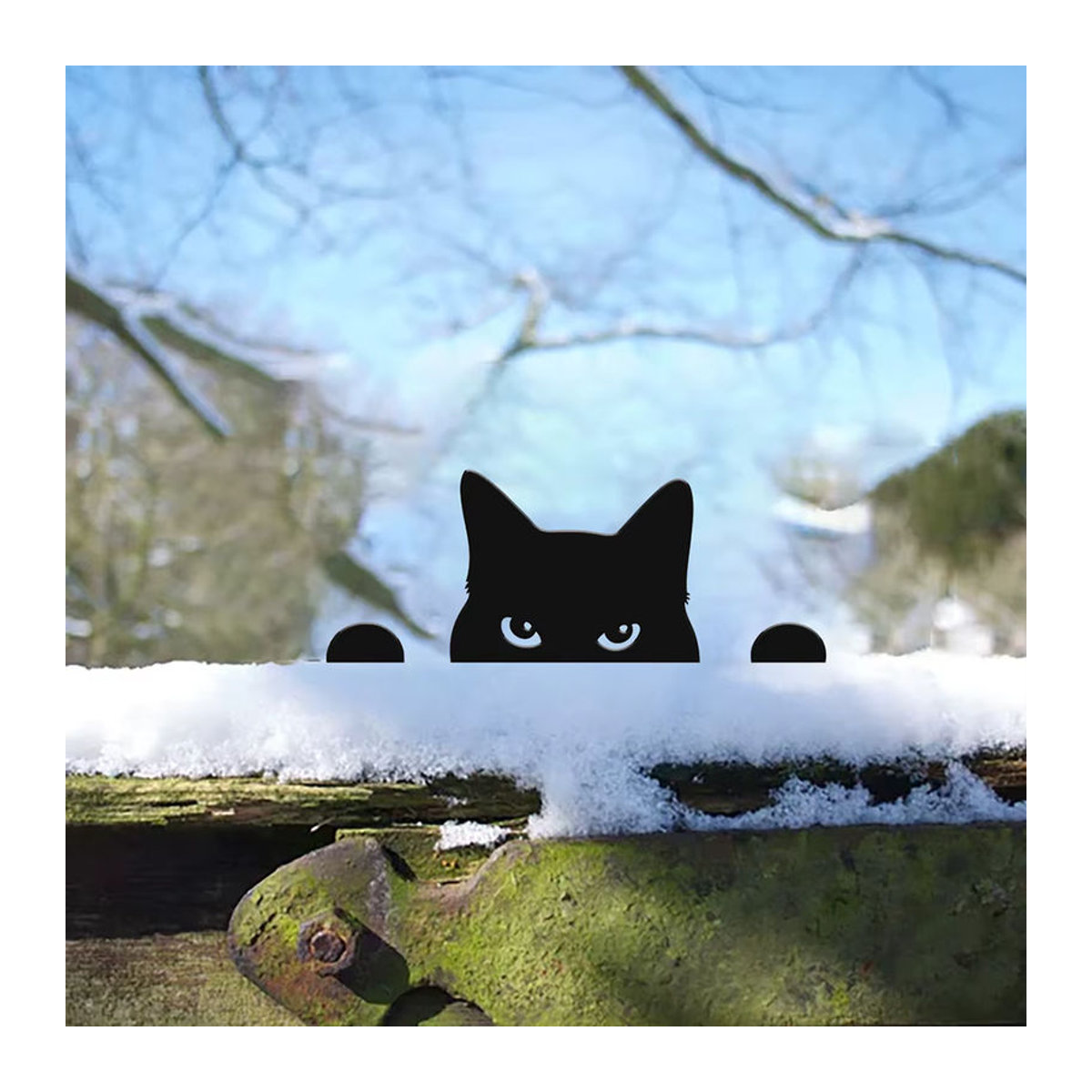 Ddonkl Gartenfigur Peeping Katze aus Metall in Schwarz als Deko-Ornament für den Garten und Rasen - Bild 4