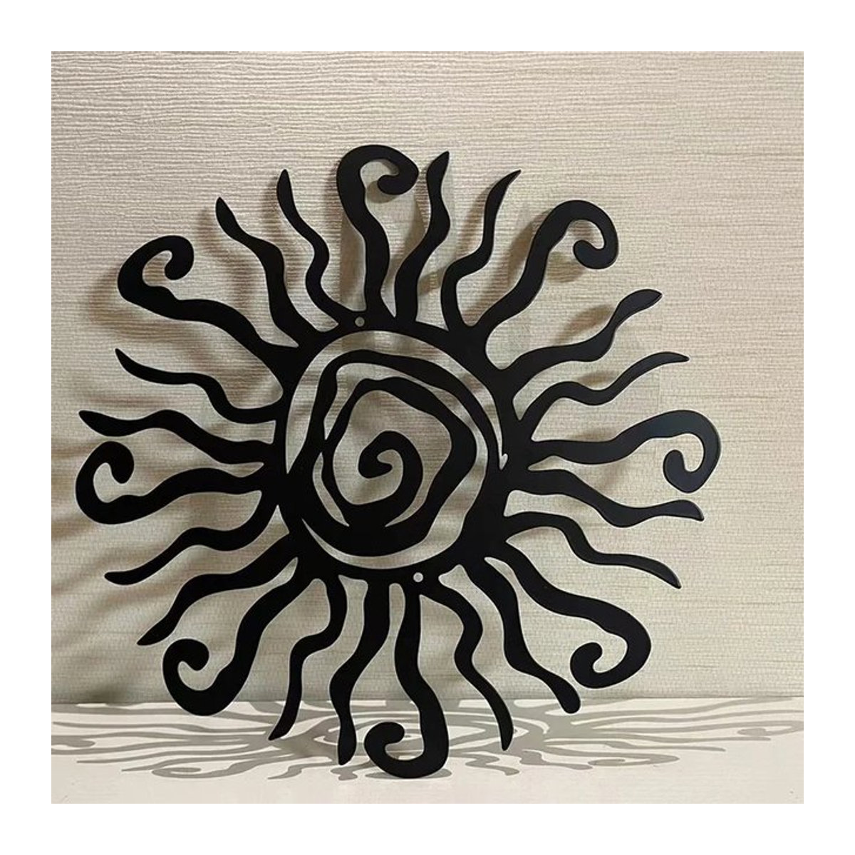 DDPNKL Wacky Sun Metall-Wandkunst Schwarz, abstrakte Wandskulptur für Außenbereich und Innenbereich, Durchmesser: 30 cm - Bild 1