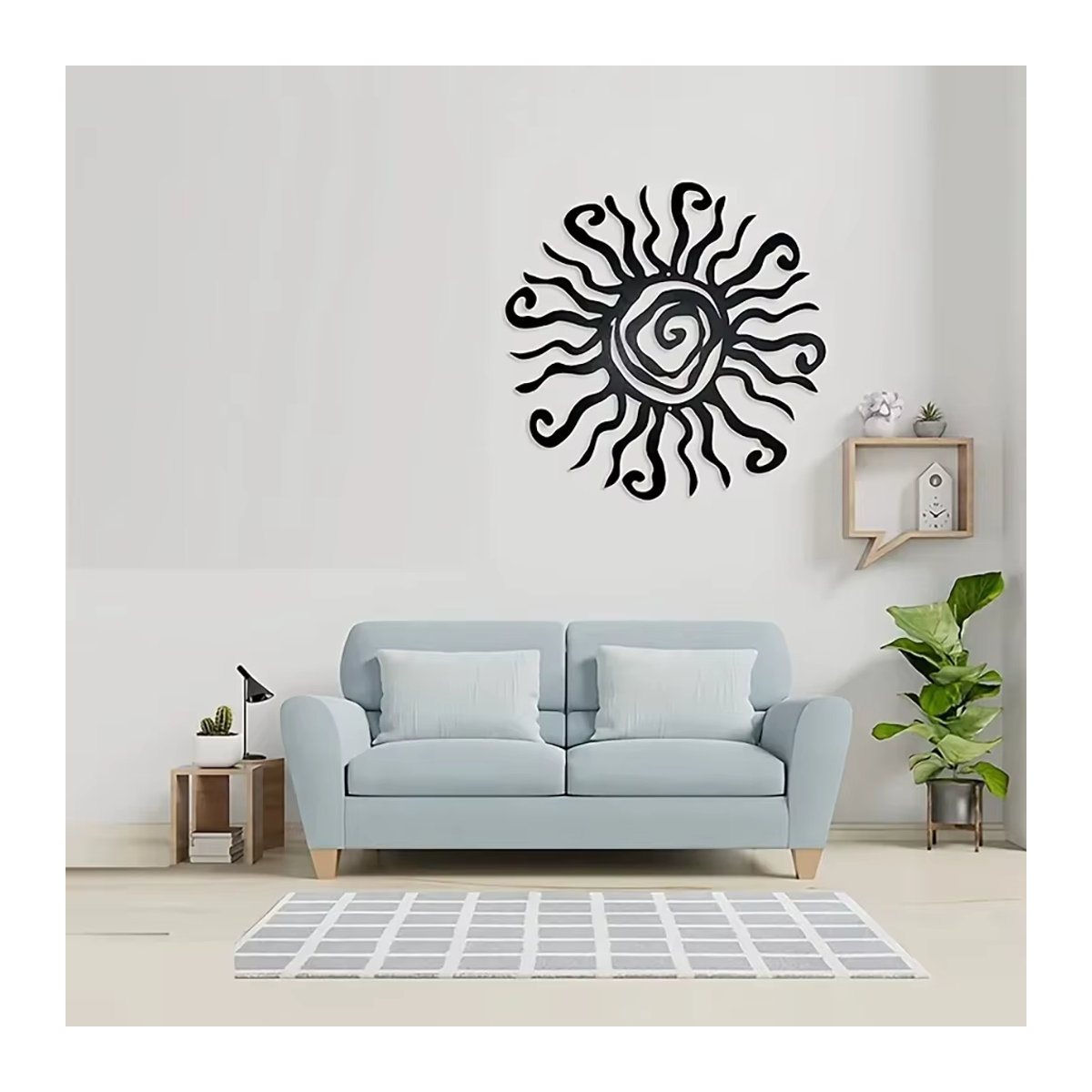 DDPNKL Wacky Sun Metall-Wandkunst Schwarz, abstrakte Wandskulptur für Außenbereich und Innenbereich, Durchmesser: 30 cm - Bild 4